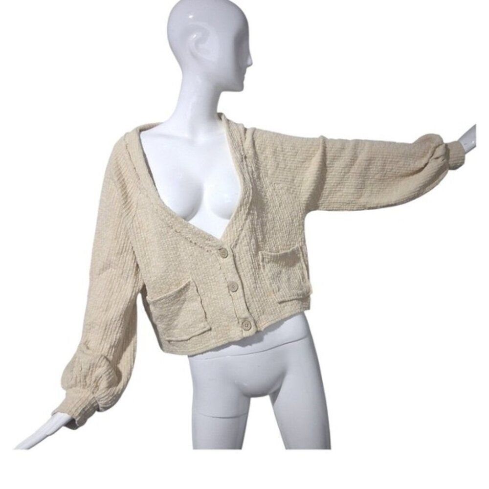 Free‎ People Beach Oversized Women's size Medium Cropped Oasis Cardigan Academia
